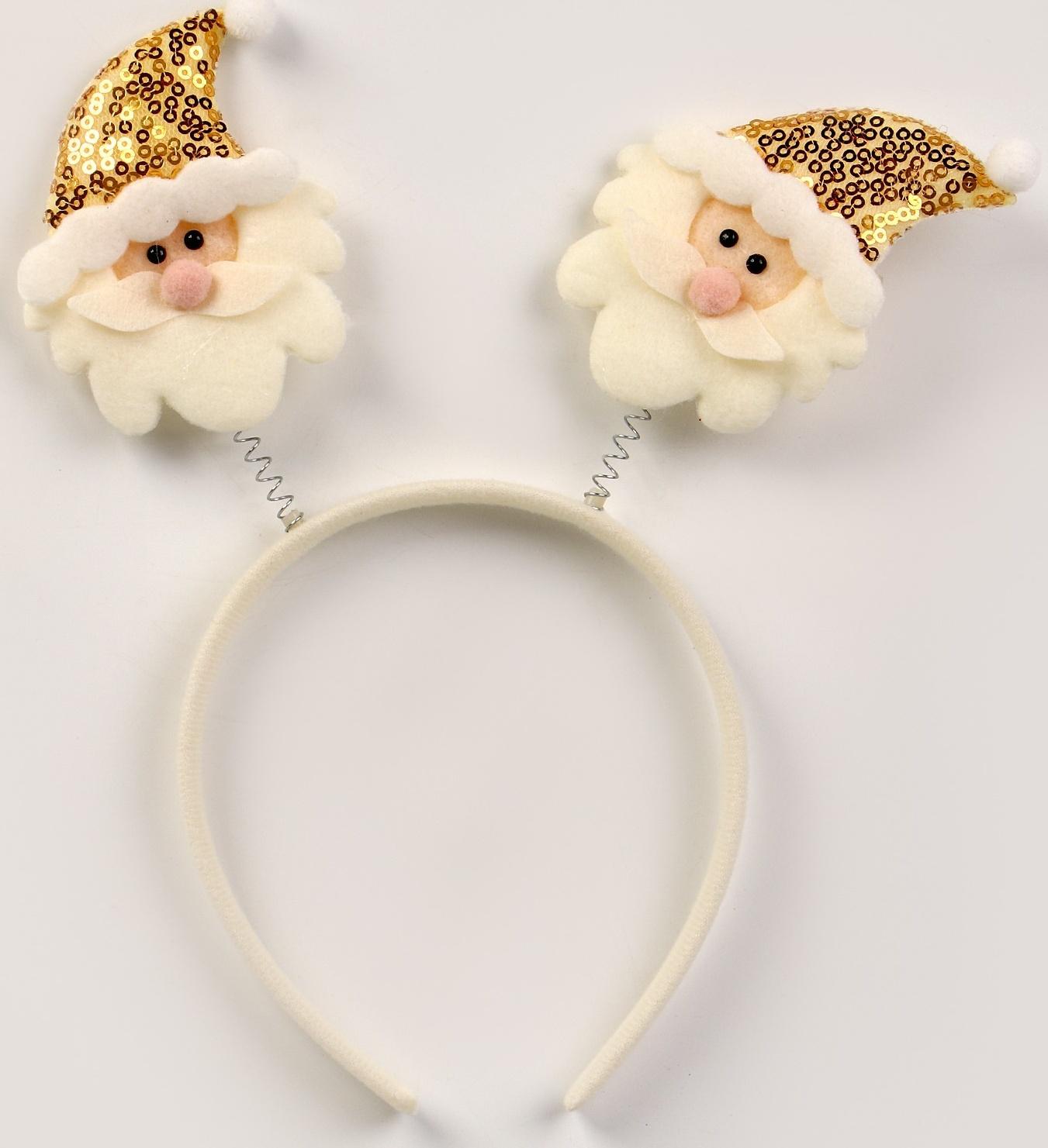 Карнавальный ободок «Дед мороз», цвет золотой