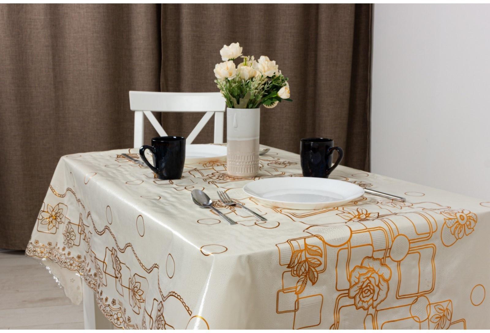 Клеенка «Ажурная» Gold&Beige, ширина 137 см, рулон 20 метров