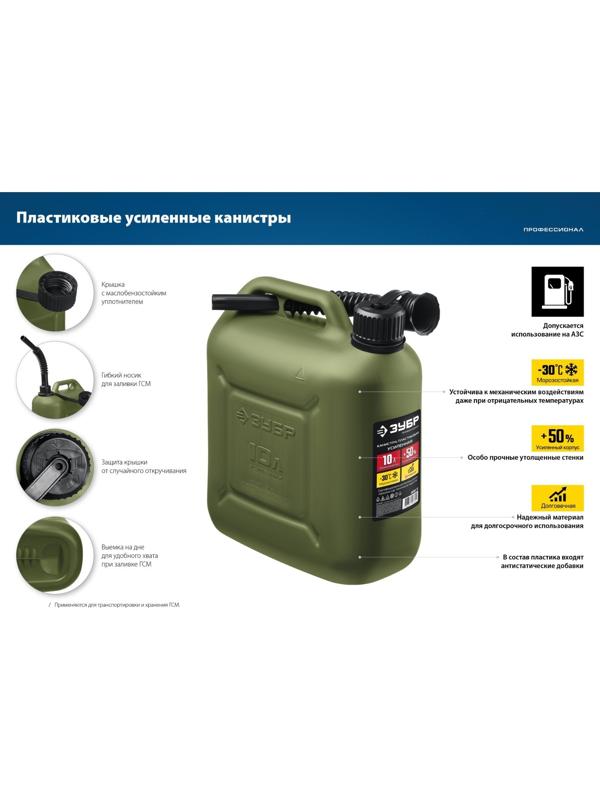 Канистра для ГСМ «ЗУБР» Профессионал, 20 л, пластиковая, усиленная