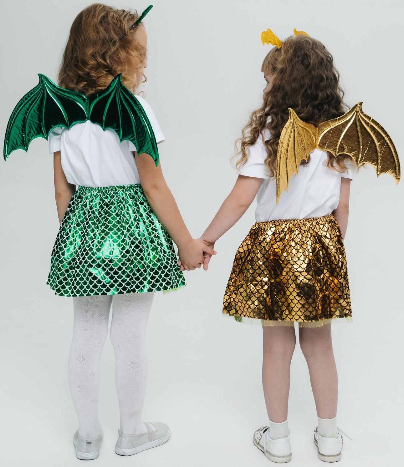 Карнавальный набор «Зимний дракошка», цвет жёлтый: крылья, юбка и ободок