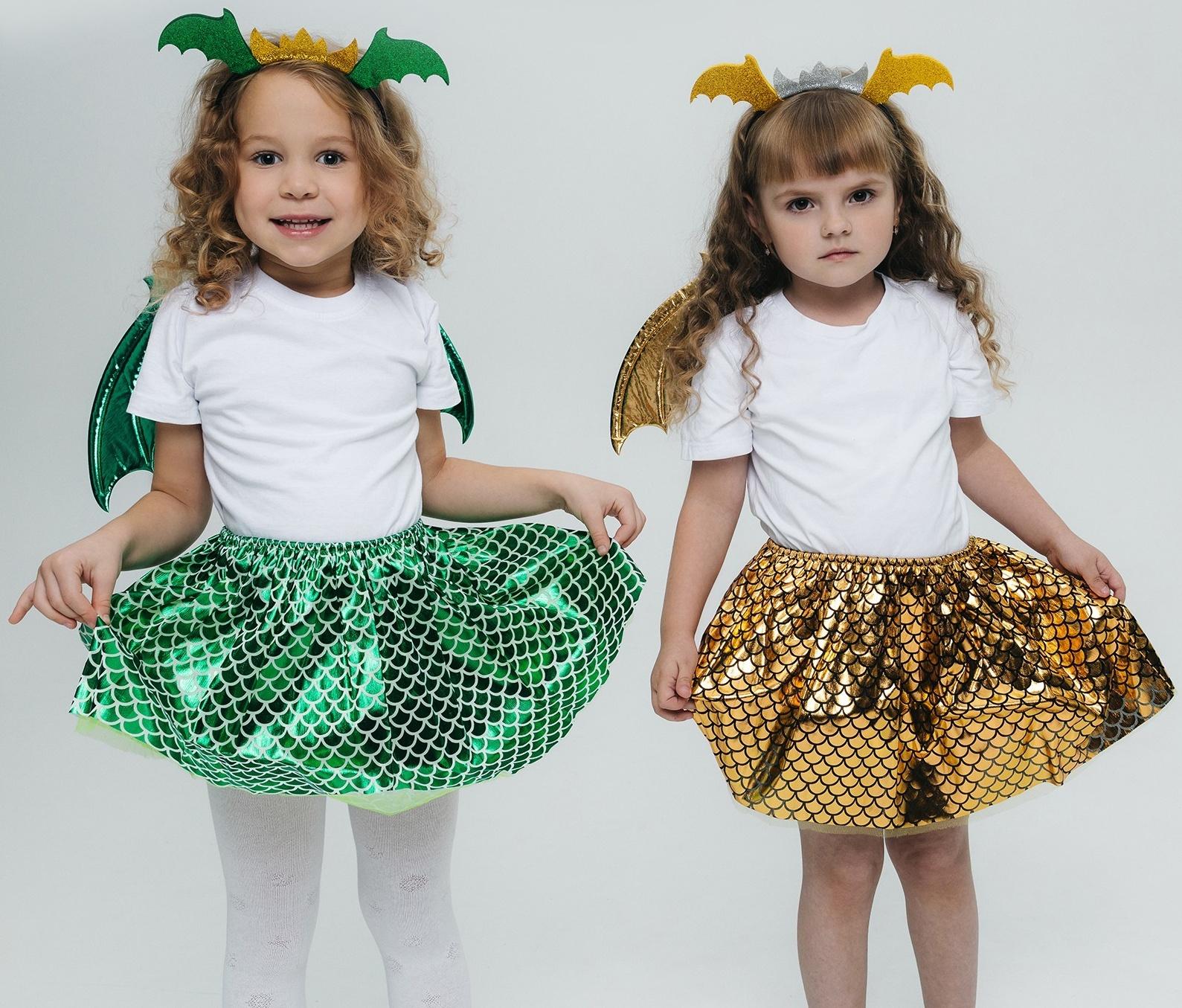 Карнавальный набор «Зимний дракошка», цвет жёлтый: крылья, юбка и ободок