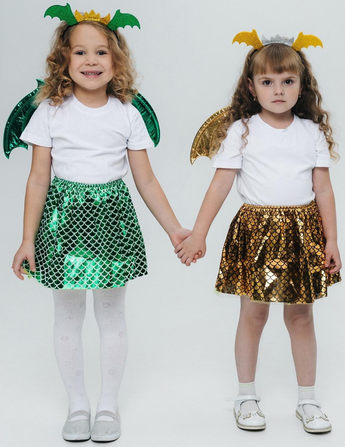 Карнавальный набор «Зимний дракошка», цвет жёлтый: крылья, юбка и ободок