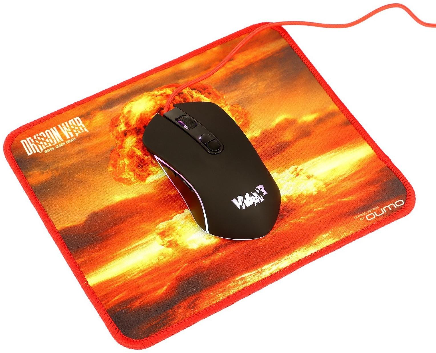 Игровой набор Qumo Wartime K51/M67 3 в 1, клавиатура+мышь+ковер, 3200 dpi