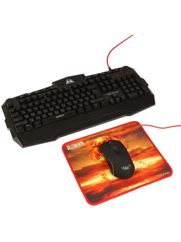 Игровой набор Qumo Wartime K51/M67 3 в 1, клавиатура+мышь+ковер, 3200 dpi