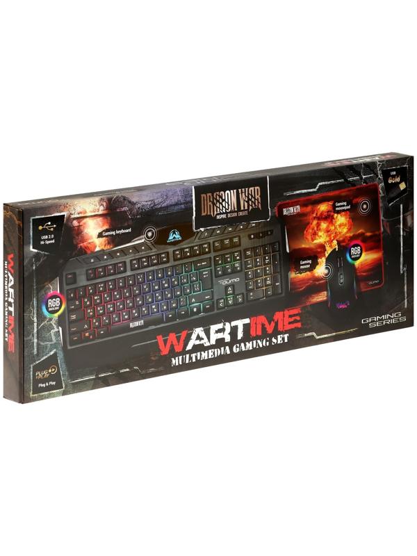 Игровой набор Qumo Wartime K51/M67 3 в 1, клавиатура+мышь+ковер, 3200 dpi