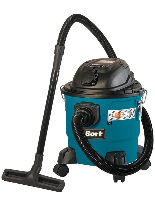 Пылесос строительный BORT BSS-1215-P, пылесборник 15 л, 35 л/сек, сухая и влажная уборка