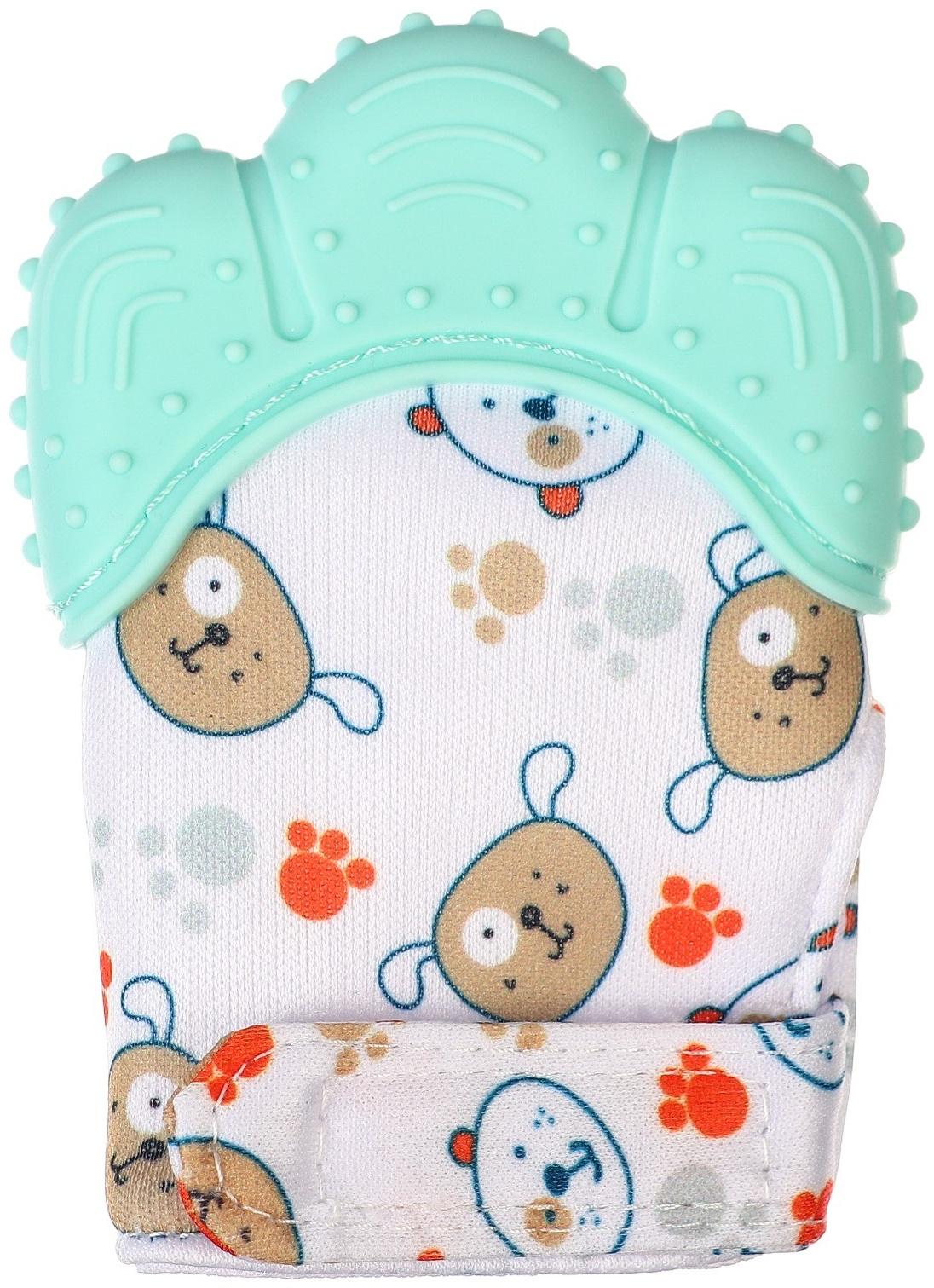 Прорезыватель-рукавичка «Собачки», цвет мятный, Крошка Я