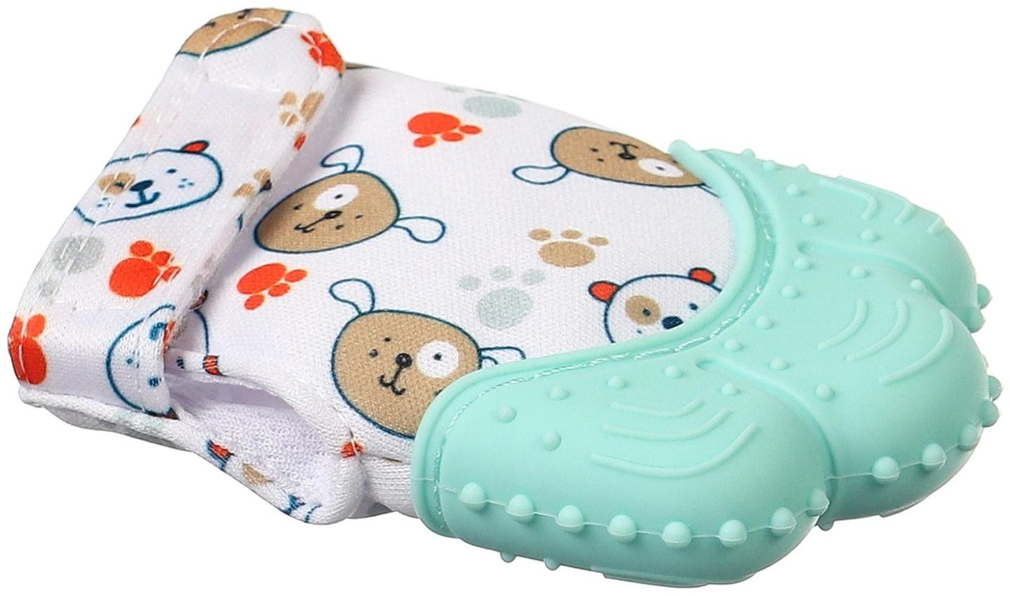 Прорезыватель-рукавичка «Собачки», цвет мятный, Крошка Я