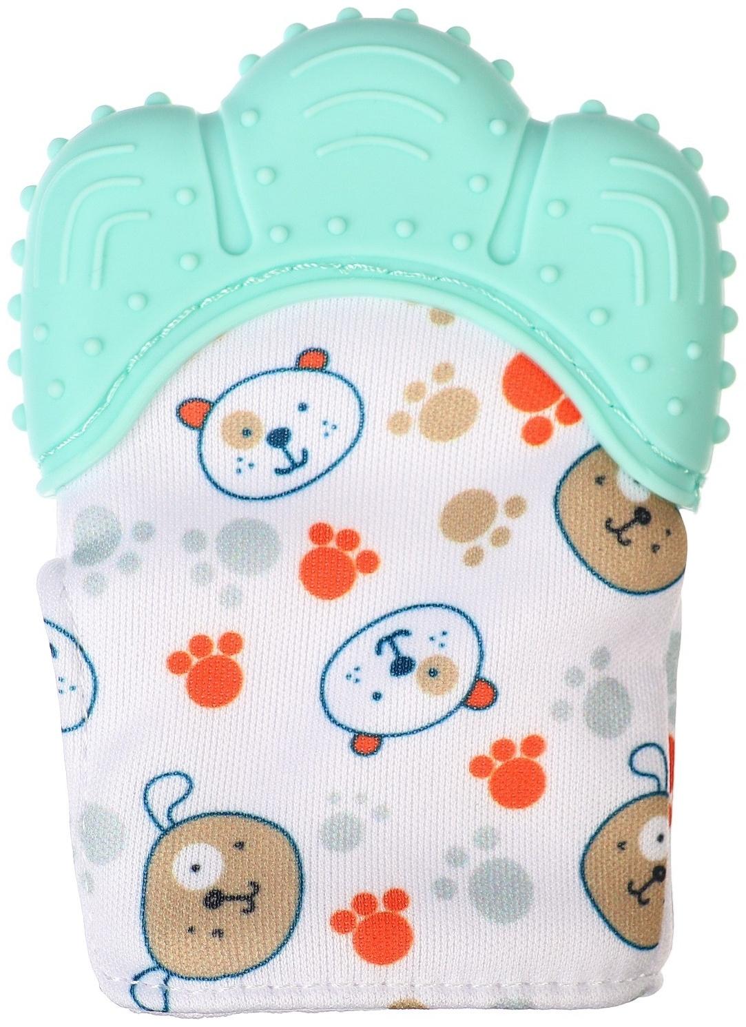 Прорезыватель-рукавичка «Собачки», цвет мятный, Крошка Я