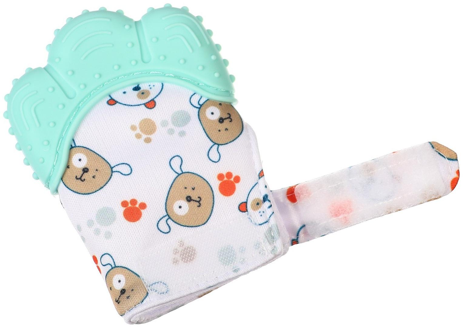 Прорезыватель-рукавичка «Собачки», цвет мятный, Крошка Я