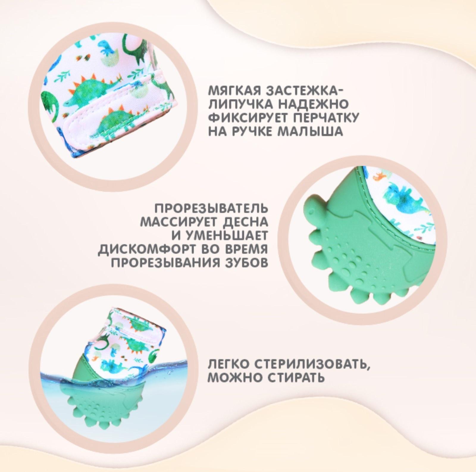 Прорезыватель-рукавичка «Динозаврик», Крошка Я,