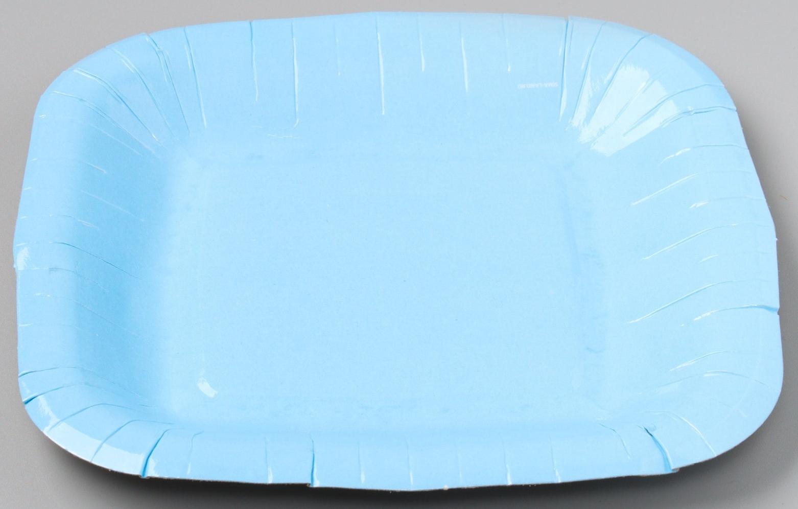 Тарелка бумажная квадратная, голубая,квадратная, 16,5х16,5 см