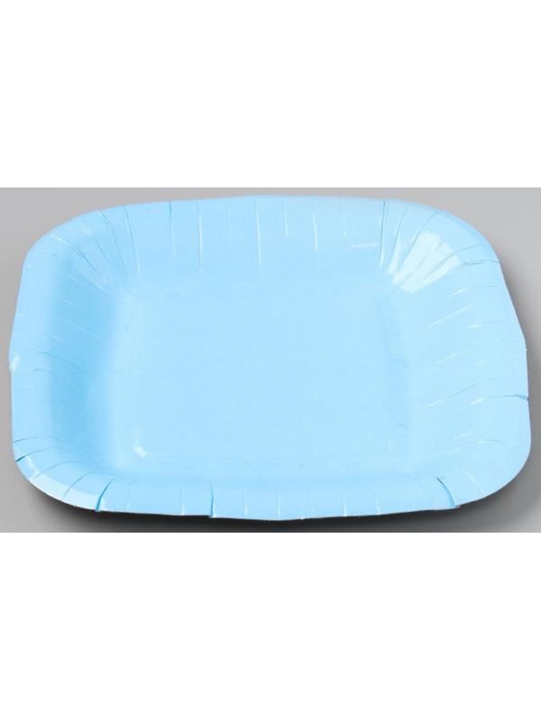 Тарелка бумажная квадратная, голубая,квадратная, 16,5х16,5 см