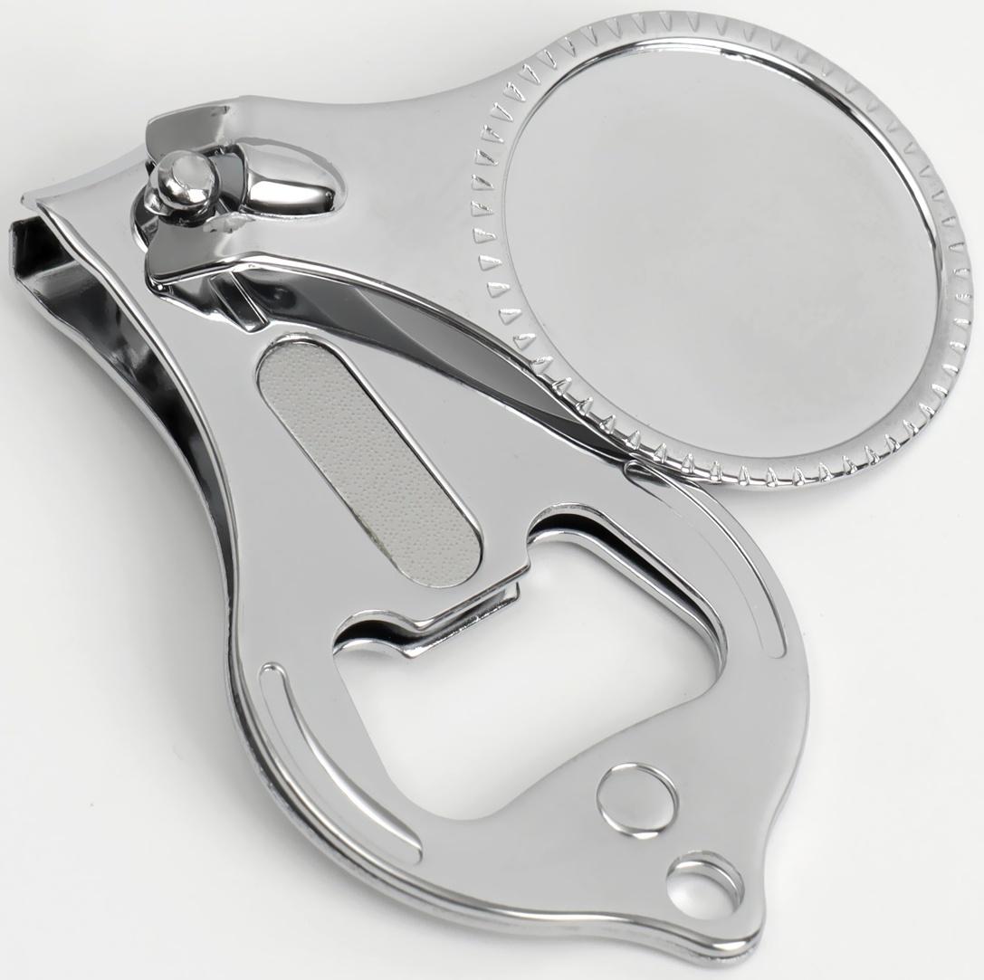 Кусачки-книпсер маникюрные, с пилкой, с открывашкой, 6 см, фасовка 12 шт, цвет серебристый