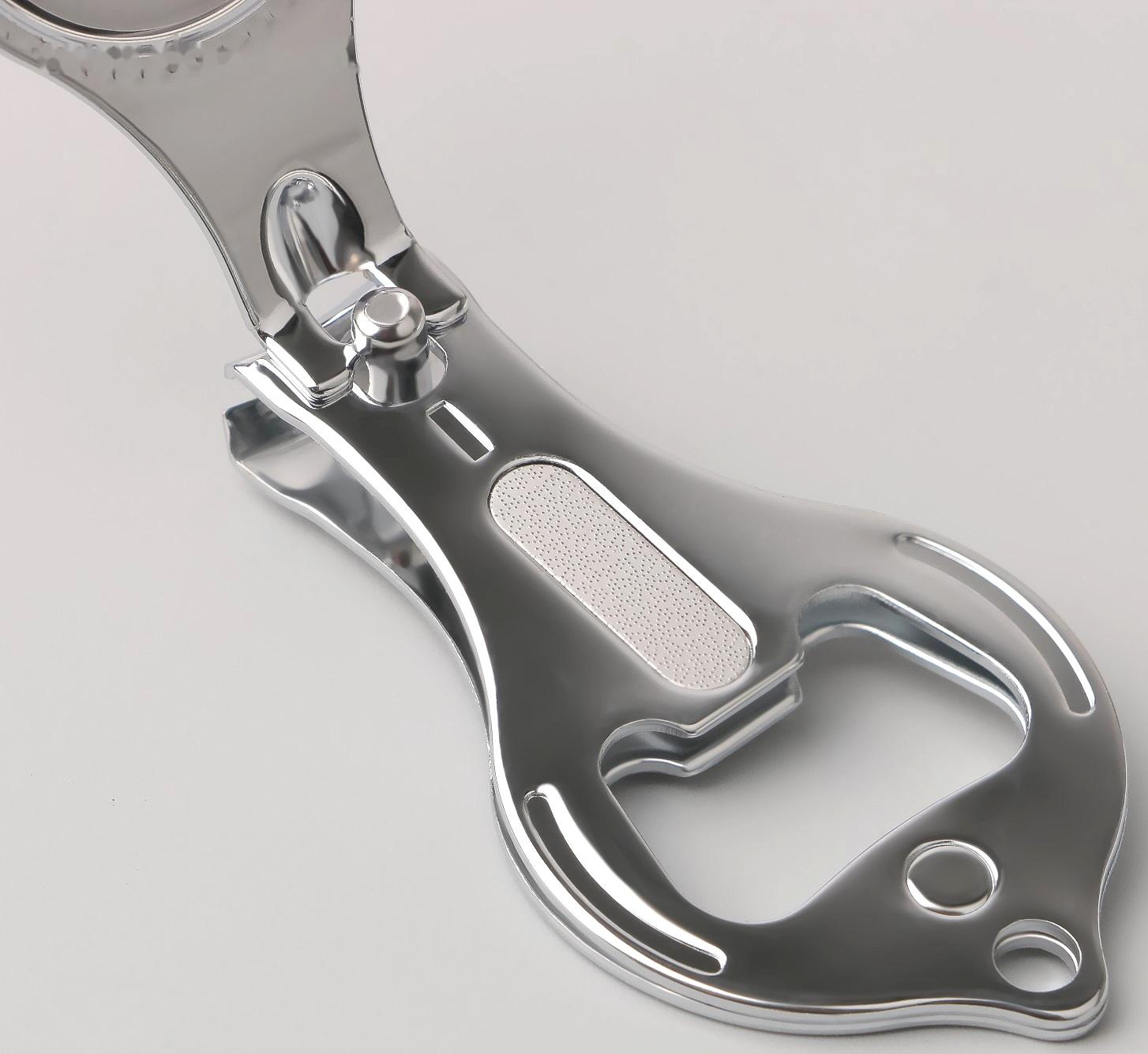 Кусачки-книпсер маникюрные, с пилкой, с открывашкой, 6 см, фасовка 12 шт, цвет серебристый