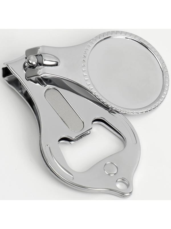 Кусачки-книпсер маникюрные, с пилкой, с открывашкой, 6 см, фасовка 12 шт, цвет серебристый