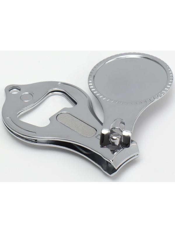 Кусачки-книпсер маникюрные, с пилкой, с открывашкой, 6 см, фасовка 12 шт, цвет серебристый