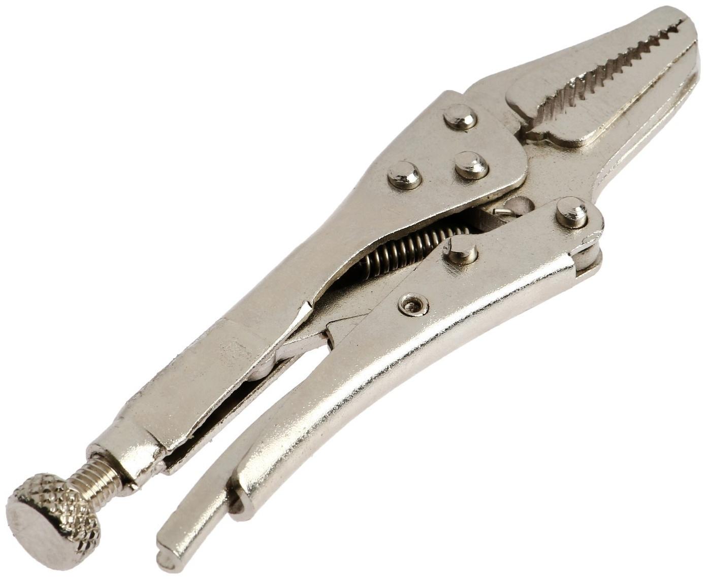 Зажим ручной ТУНДРА, удлиненный плоский захват, с фиксатором, 105 мм