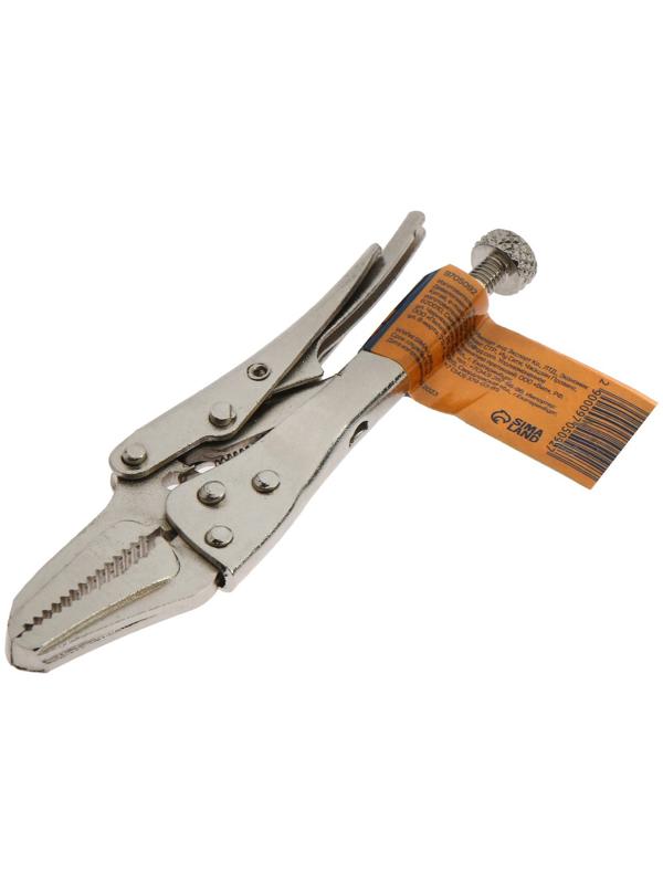 Зажим ручной ТУНДРА, удлиненный плоский захват, с фиксатором, 105 мм