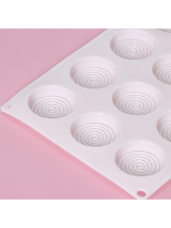 Форма для шоколада Доляна «Гипноз», 29×17×1,1 см, 15 ячеек (d=4,2 см), цвет белый