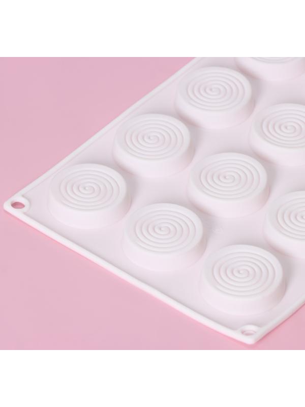 Форма для шоколада Доляна «Гипноз», 29×17×1,1 см, 15 ячеек (d=4,2 см), цвет белый