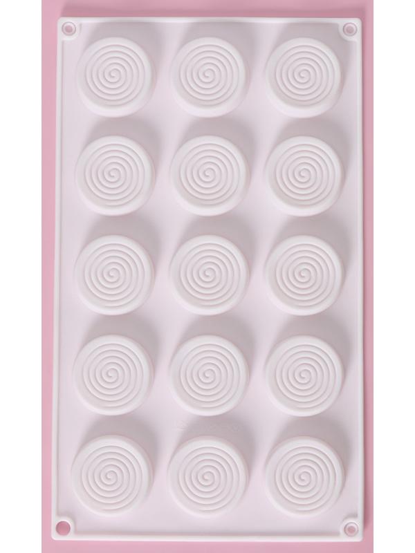 Форма для шоколада Доляна «Гипноз», 29×17×1,1 см, 15 ячеек (d=4,2 см), цвет белый