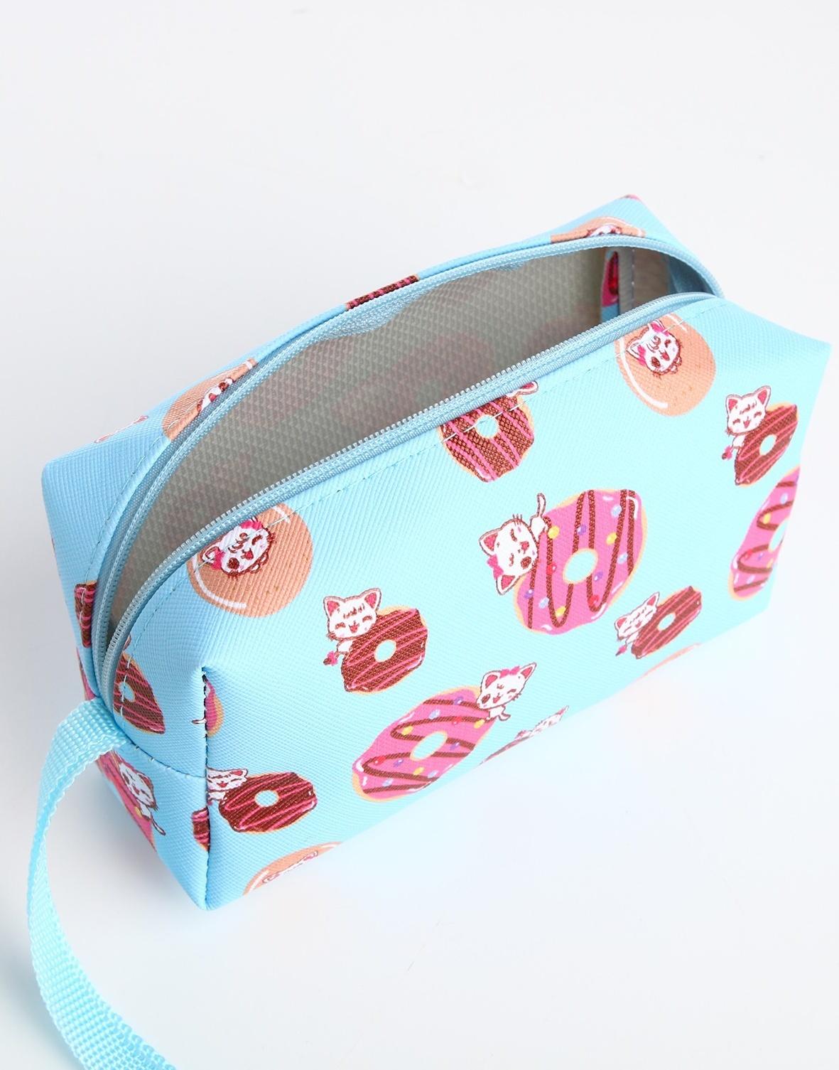 Косметичка на молнии, цвет голубой