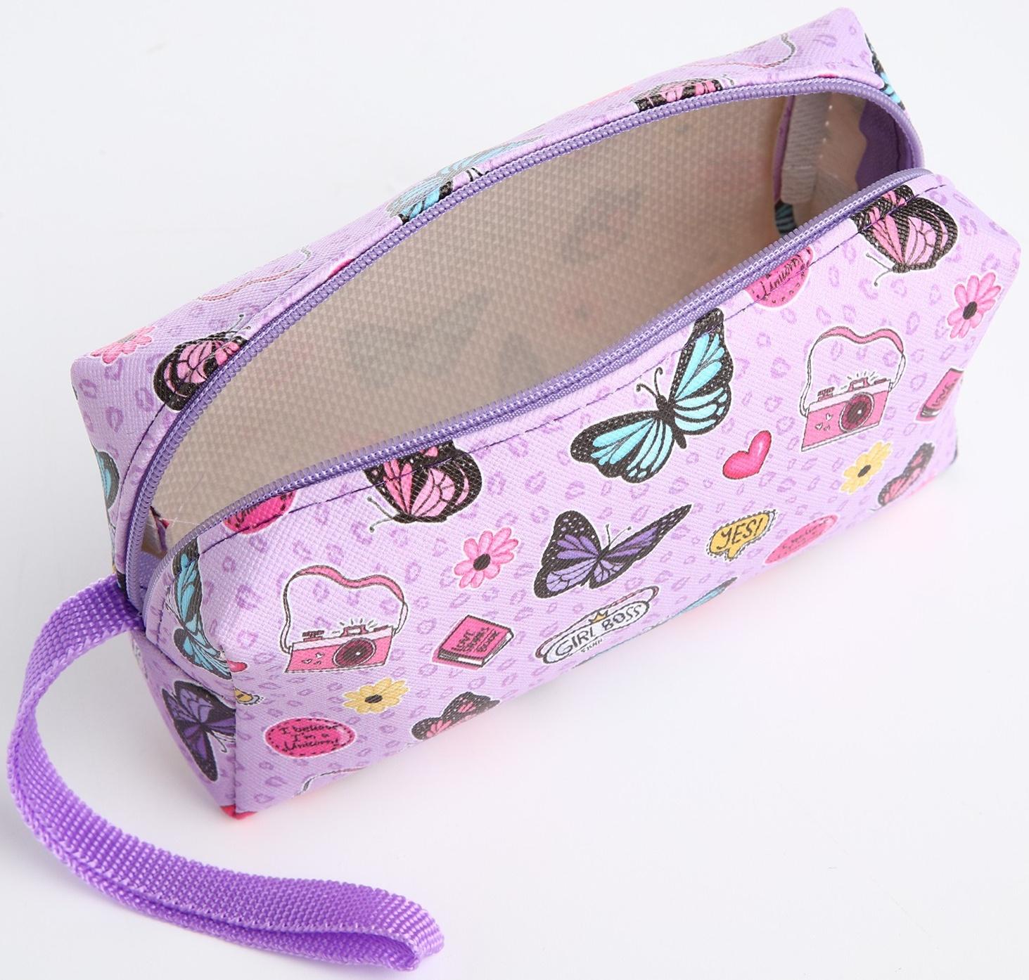 Косметичка на молнии, цвет сиреневый