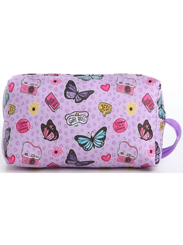 Косметичка на молнии, цвет сиреневый