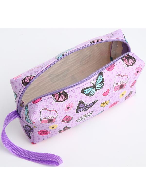Косметичка на молнии, цвет сиреневый