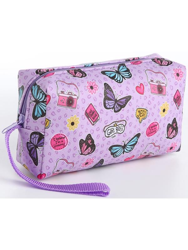 Косметичка на молнии, цвет сиреневый