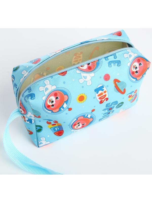 Косметичка на молнии, цвет голубой