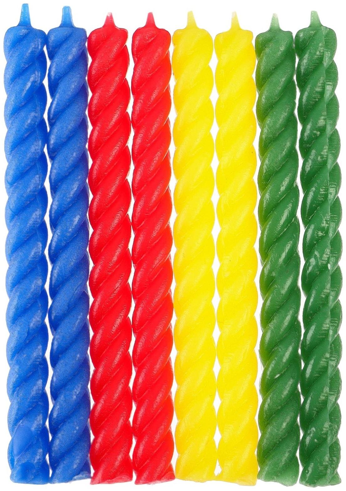 Набор витых свечей в торт 8 шт 