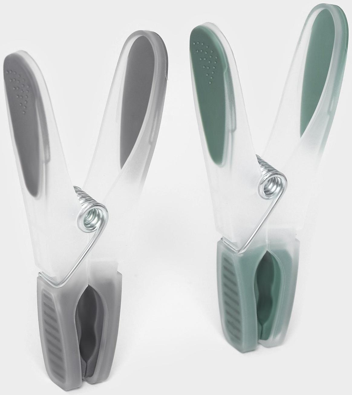 Набор прищепок бельевых Доляна, 20 шт, пластик, 8,4×1,6 см, цвет серо-зелёный