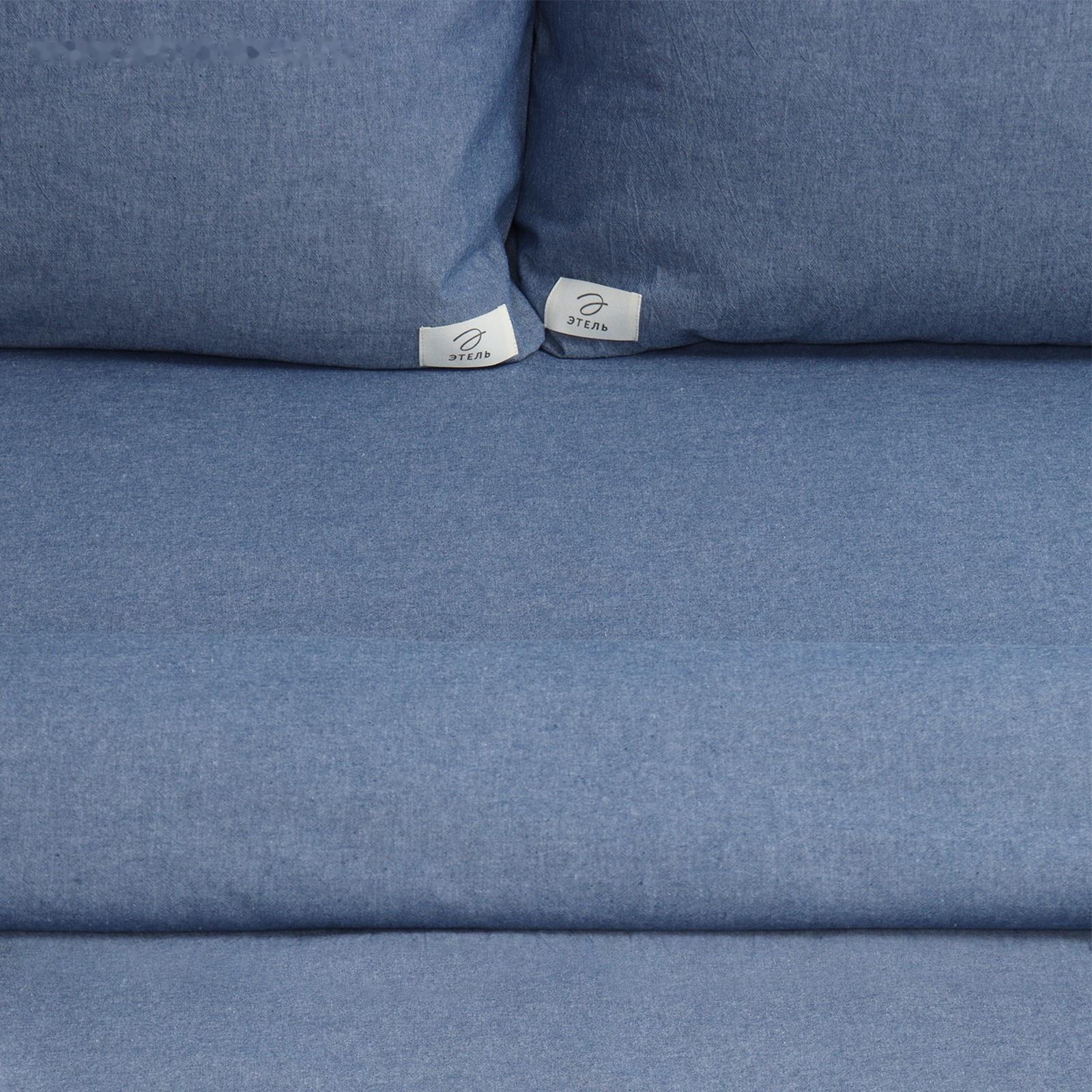 Постельное бельё Этель Denim 1.5 сп, 155х210см, 160х240см, 50х70-2шт, цвет синий, жатый хлопок, 140 г/м2