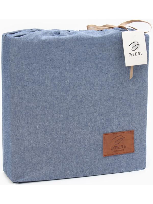 Постельное бельё Этель Denim 1.5 сп, 155х210см, 160х240см, 50х70-2шт, цвет синий, жатый хлопок, 140 г/м2