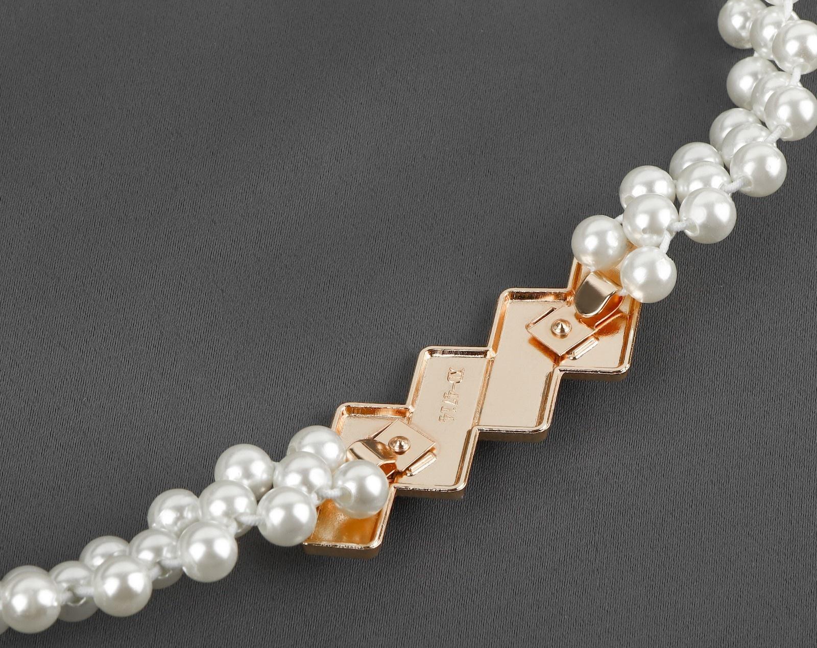 Подхват для штор «Кирпичики», жемчуг на резинке, 2,2 × 7,5 см, 2 × 45 см, цвет белый/золотой