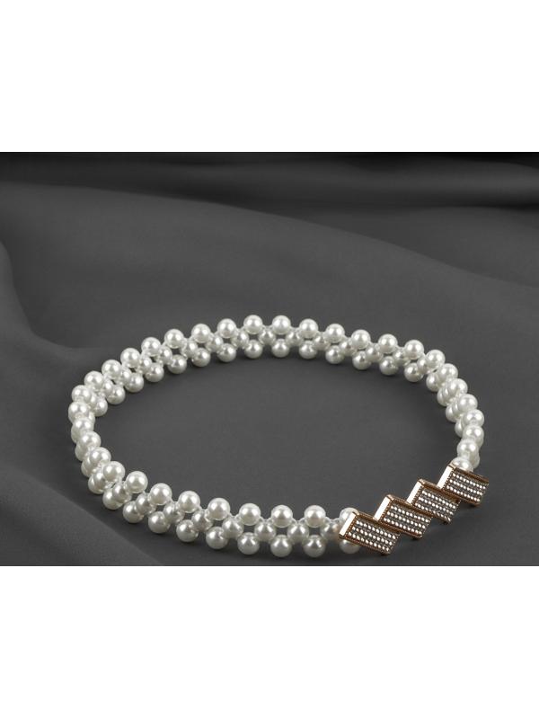 Подхват для штор «Кирпичики», жемчуг на резинке, 2,2 × 7,5 см, 2 × 45 см, цвет белый/золотой