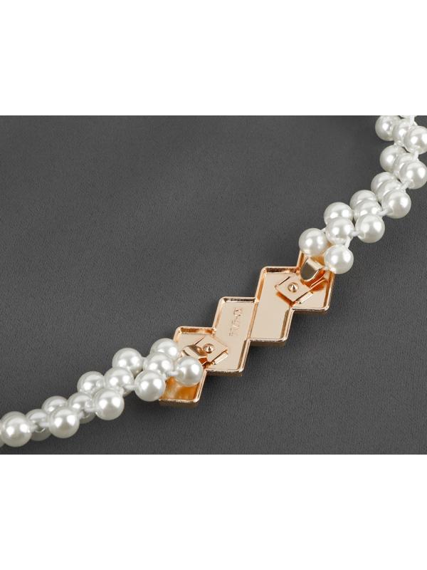 Подхват для штор «Кирпичики», жемчуг на резинке, 2,2 × 7,5 см, 2 × 45 см, цвет белый/золотой