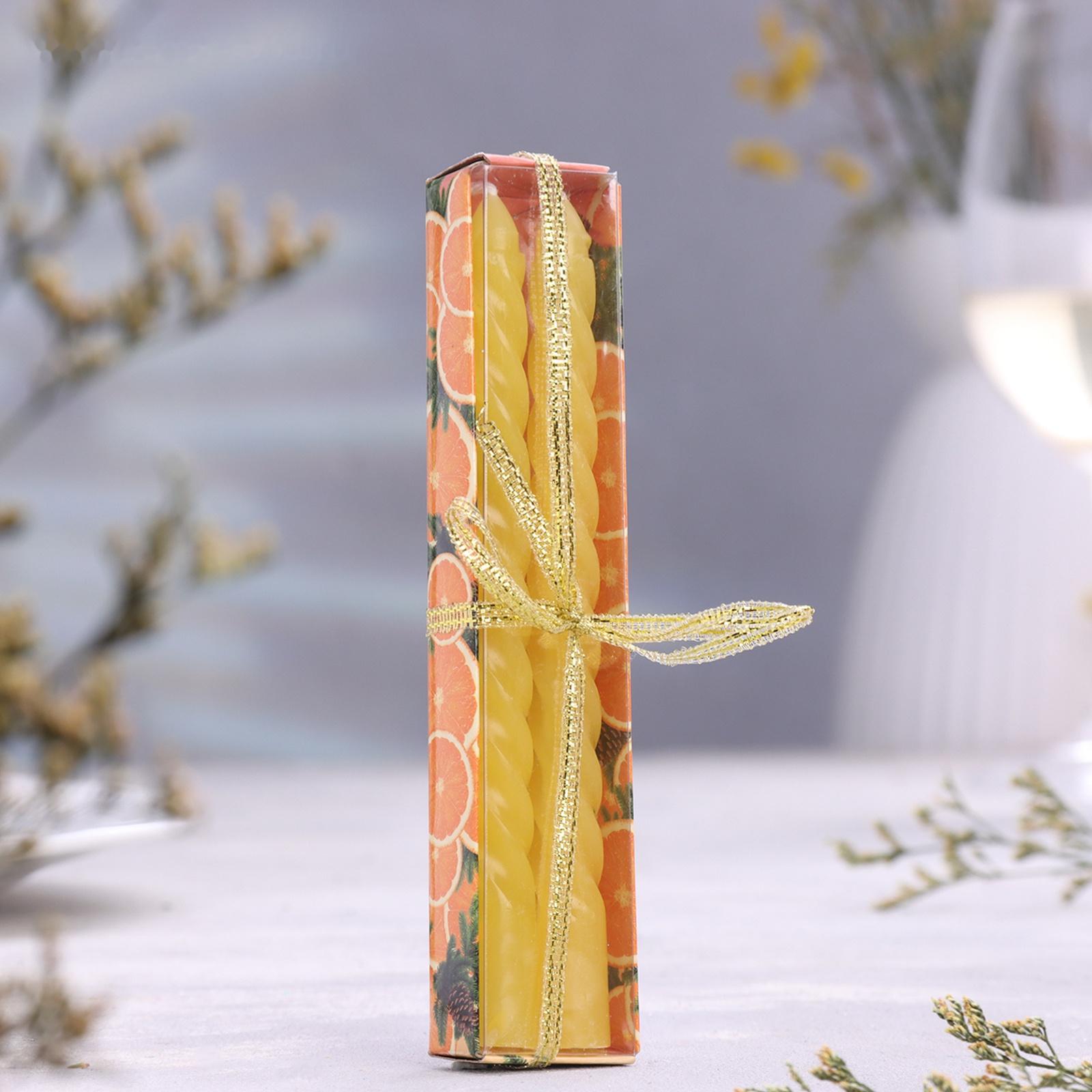 Набор свечей витых, 1,5х 15 см, 2 штуки, аромат апельсин