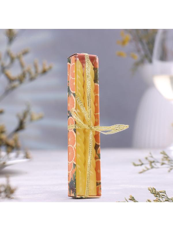 Набор свечей витых, 1,5х 15 см, 2 штуки, аромат апельсин