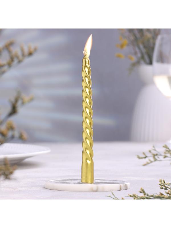 Набор свечей витых, 1,5х 15 см, 2 штуки, золотой металлик