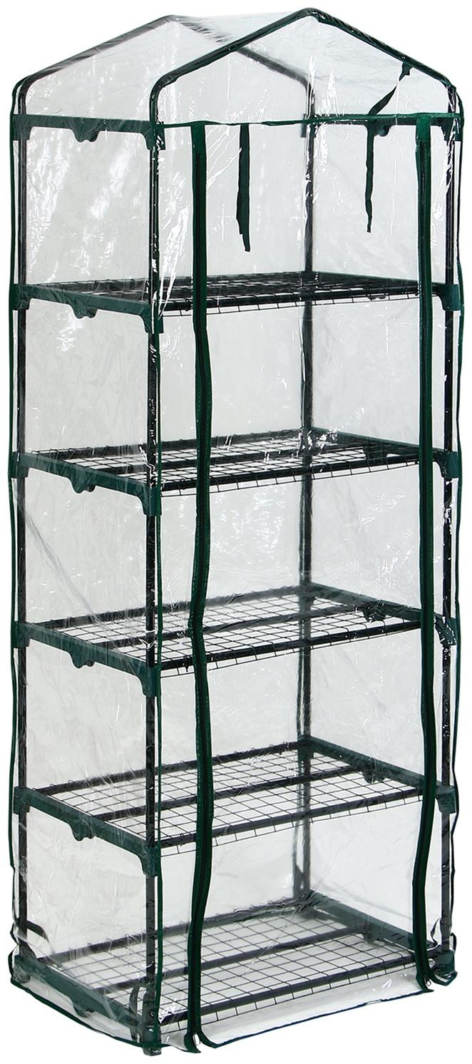 Парник-стеллаж, 5 полок, 193 × 69 × 49 см, металлический каркас d = 16 мм, чехол плёнка 80 мкм
