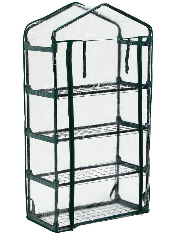 Парник-стеллаж, 4 полки, 125 × 70 × 30 см, металлический каркас d = 16 мм, чехол плёнка 80 мкм