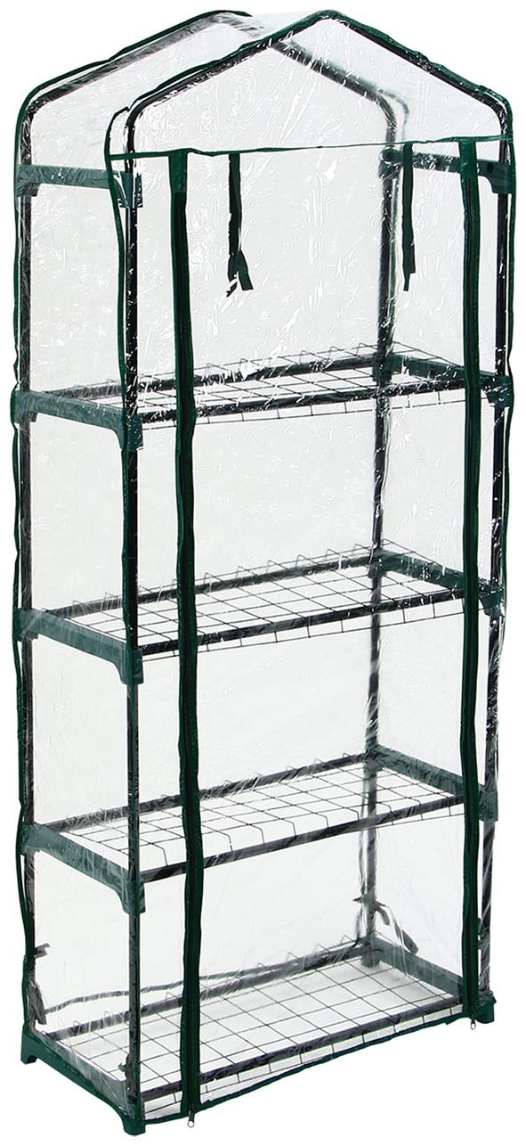 Парник-стеллаж, 4 полки, 160 × 70 × 30 см, металлический каркас d = 16 мм, чехол плёнка 80 мкм