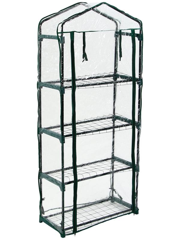Парник-стеллаж, 4 полки, 160 × 70 × 30 см, металлический каркас d = 16 мм, чехол плёнка 80 мкм