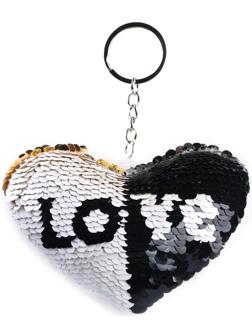 Мягкая игрушка «Сердечко» с пайетками, на брелоке, 10 см, цвет белый