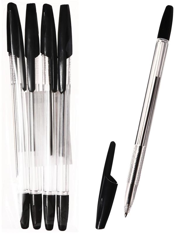 Набор ручек шариковых 4 шт. LANCER Office Style 820 узел 1.0 черный, корп.прозрачн.