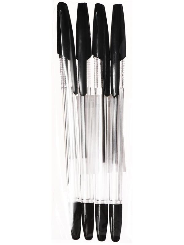 Набор ручек шариковых 4 шт. LANCER Office Style 820 узел 1.0 черный, корп.прозрачн.