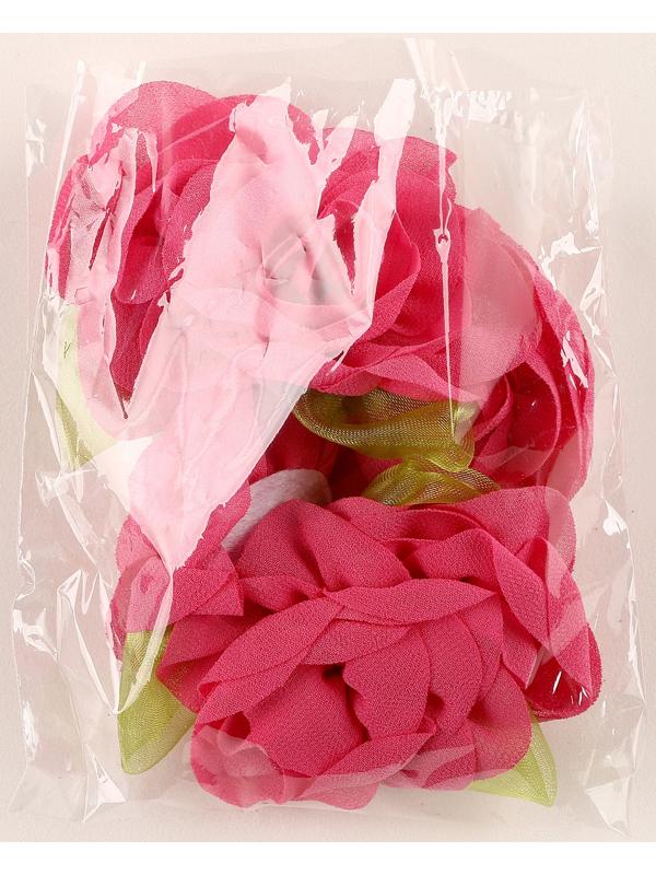 Цветок с лепестками, листиком, из ткани, набор 8 шт., цвет фуксия